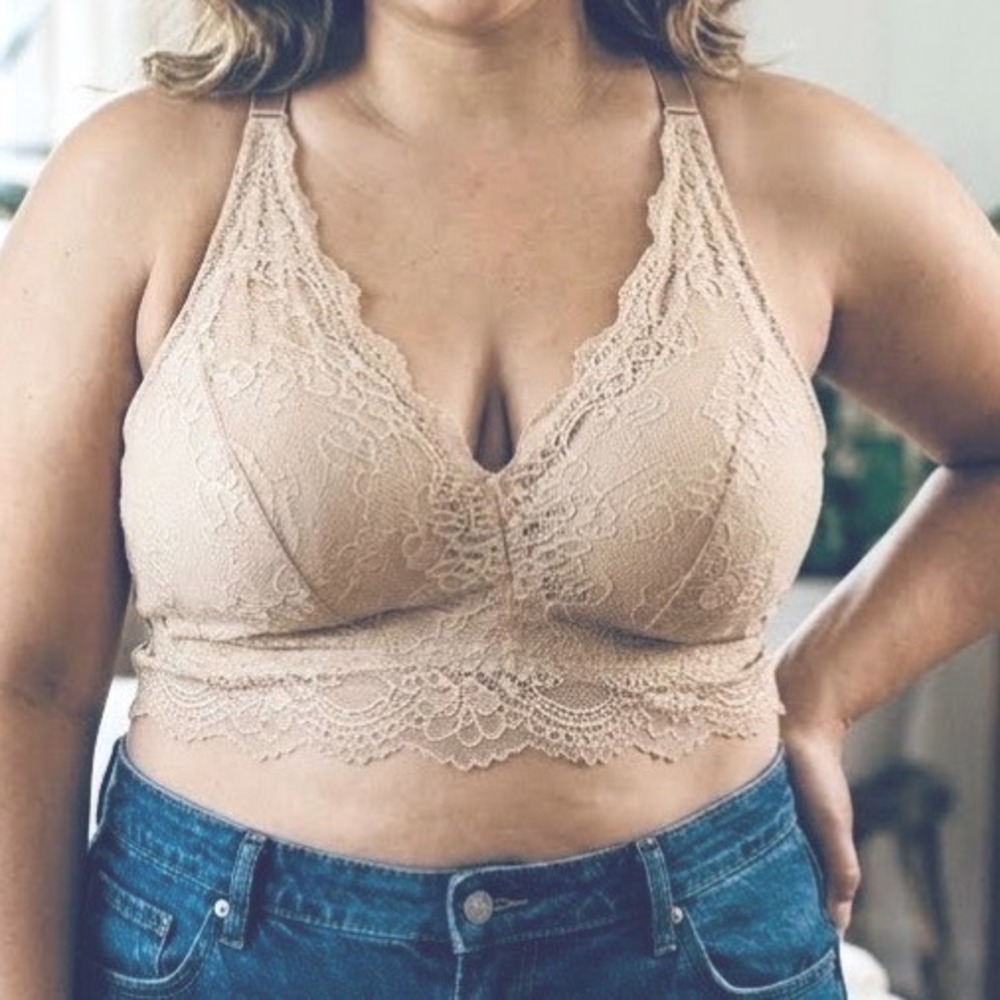 Secret Treasures Women Beige Lace Bralette Wireless Longline ST81001 Size 2X NWT